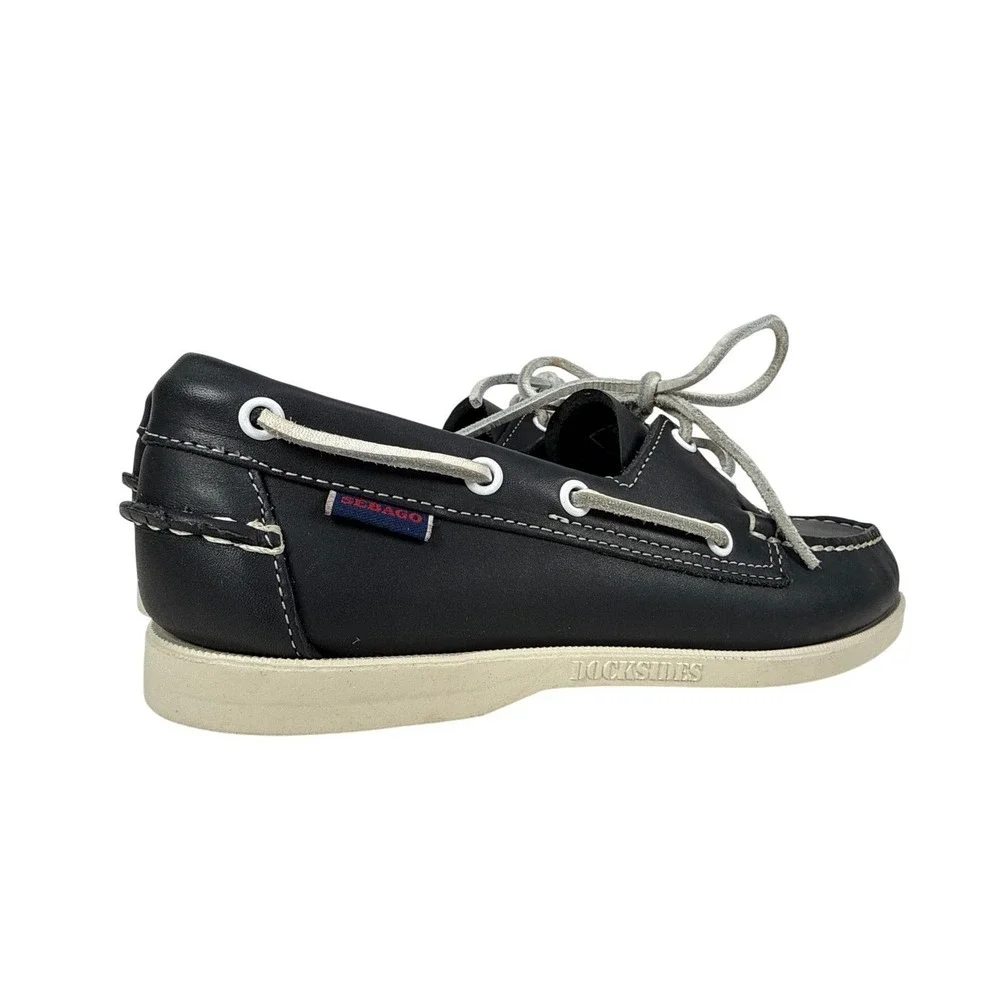 Sebago Docksides Portland Boat Shoes Mens Size 7 Navy Blue Leather